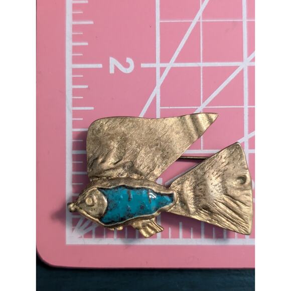 Unsigned Ancient Egyptian Amulet Nekhau Nile Catfish Pendant Brooch - Picture 2 of 4